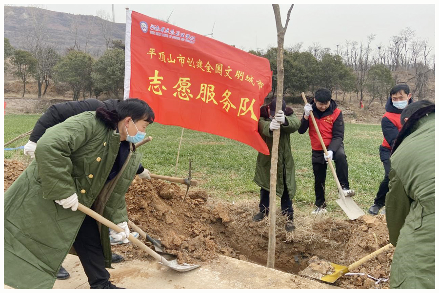 公司参加新年义务植树活动